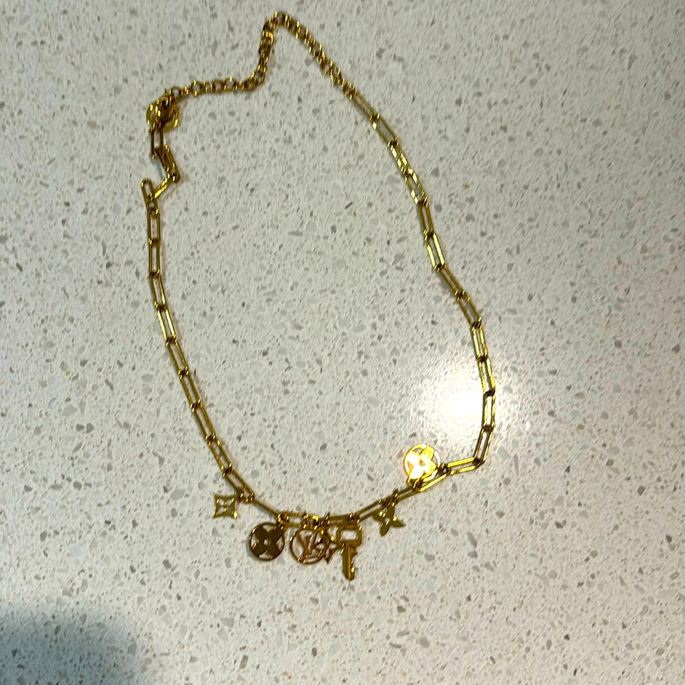 Louis Vuitton 24k plated necklace w/ paperclip chain